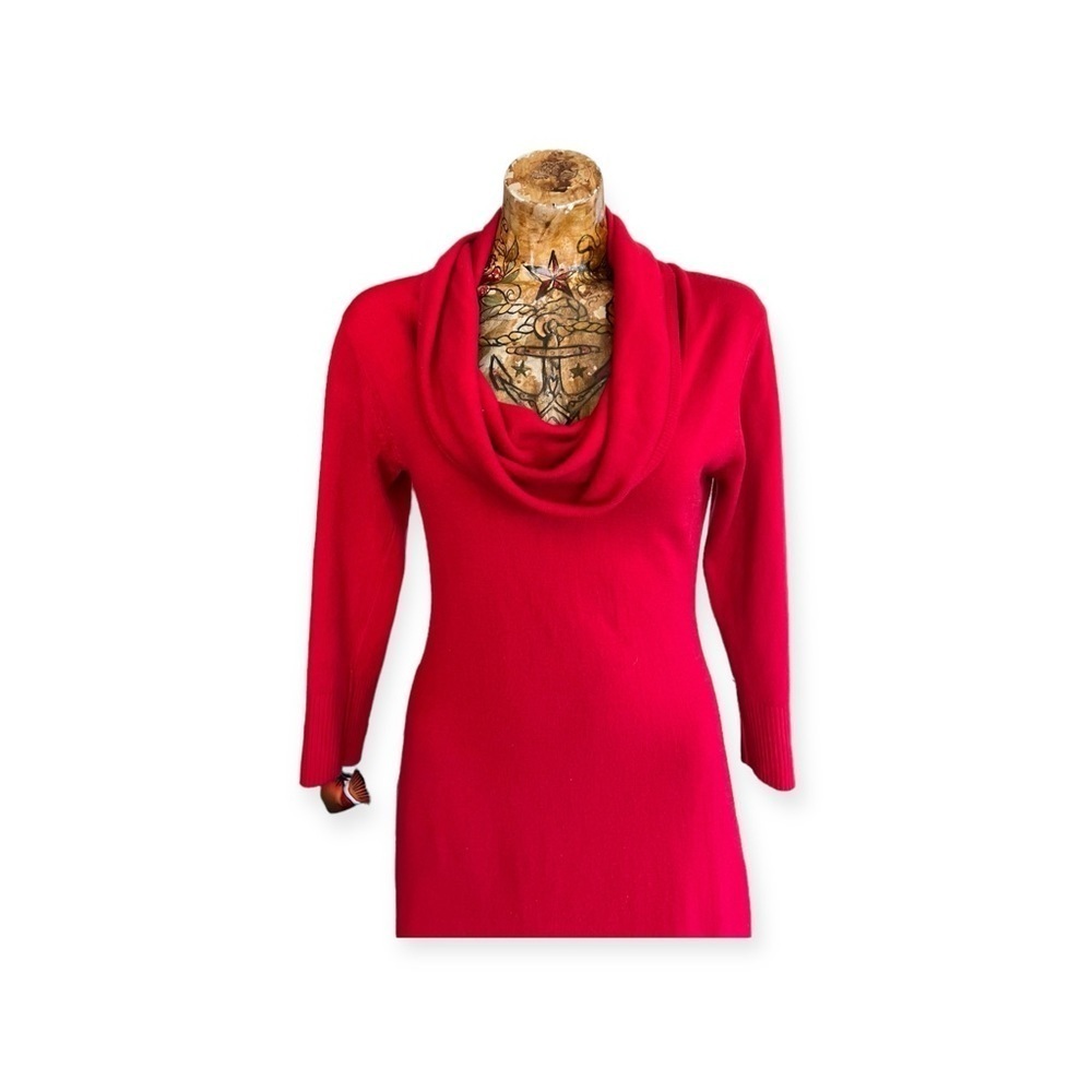 Connected Apparel Dress red cowl neck medium long sleeve - Picture 2 of 8
